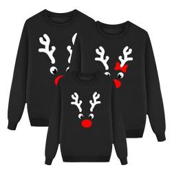 blitzangebote des tages, Weihnachtspullover Familie Set Damen Herren Kinder Lustig Weihnachtspulli Ugly Christmas Sweater Rundhals mit Reindeer Unisex Weihnachts Pullover Pärchen Weihnachtsoutfit von Bastwahl