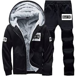 prime angebote, Trainingsanzug Herren mit Fleece Gefütterte Baumwolle - Freizeitanzug Kapuzenpullover und Jogginghose Warm Kuschelig Vliesjogginganzug Männer Sportanzug Winterjacke Set Tracksuit von Bastwahl