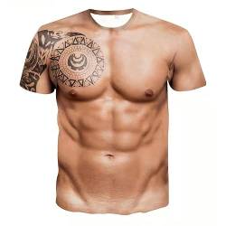 T-Shirt Herren Lustig 3D Druck Sommer Schwarz Slim Fit T Shirt Herren 3D Muskeln Drucken T Shirt Herren Lustige T-Shirt für Männer Unisex Tee Shirt Sommer Beiläufige Grafik Kurzen Ärmeln Tops S-5XL von Batnott