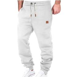 Battnot Herren Hose Chino Cargo Hose Jogginghose Herren Baumwolle Sporthose Casual Freizeithose Elastische Taille mit Kordelzug Sweatpants Herren Hosen männer Jogginghose Herren K#weiß XXL von Battnot