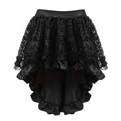 Damen Gothic Punk Steampunk Spitze Rock Kleidung Kurzer Rock Gothic Rock Damen Schwarz Kurz Punk Minirock Steampunk Skirt Cosplay Party Damen Gothic Steampunk Rock Viktorianischer Piratenrock von Battnot