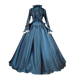 Mittelalter Kleid Damen Viktorianisches Kleidung - Halloween Hexenkostüm Große Größen Kostüm Gothic Wikinger Langarm Bodenlang Viktorianisches Kleid Renaissance Kostüm Mittelalter Kleid von Battnot