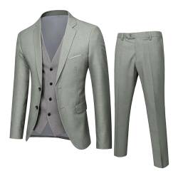 Bauzuoyo Herren Anzug Formal Tweed Wolle Fischgrät 3 Stück Hochzeit Smoking Klassische Blazer SetBlazer Weste Hose Herrenanzug 3-teilig Tweed Kariertes Design Tailliertes Fit Formelle Anzüge von Bauzuoyo