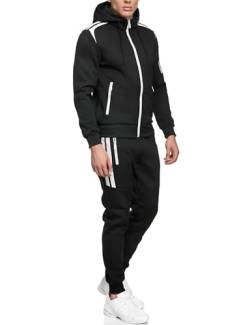 Baxboy Herren Uni Colour Jogging Anzug Trainingsanzug Sportanzug Fitness Sporthose Hose Hoodie H-500, Farbe:B-48 Schwarz, Größe:XL von Baxboy