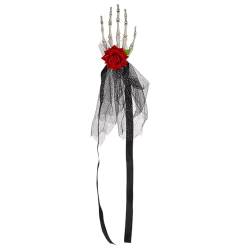 Bbbabeslk Handknochen-Stirnband – Punk-Kopfschmuck mit Blume, Skelett-Handhaarnadeln, Stirnband, Frauen-Maskerade-Haarnadel für Cosplay von Bbbabeslk