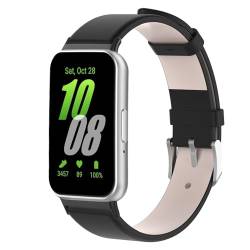 Bdsidy Leder Armband Kompatibel für Samsung Galaxy Fit3 SM-R390, Elegantes Echtes Lederarmband für Samsung Galaxy Fit3 Smartwatch Lederarmbänder für Männer und Frauen Uhrenarmbänder (Schwarz) von Bdsidy