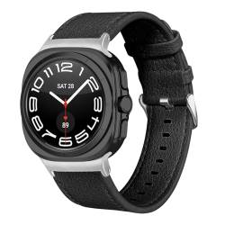 Bdsidy Leder Armband für Samsung Galaxy Watch 7 Ultra 47mm Band, Elegantes Echtes Lederarmband für Galaxy Watch7 Ultra 47MM Smartwatch Strap Lederarmbänder für Männer und Frauen Armbänder (Schwarz) von Bdsidy