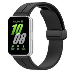 Bdsidy Magnetverschluss Armbänder für Samsung Galaxy Fit 3 SM-R390 Smartwatch, Silikon Atmungsaktiv Männer Frauen Armband, Sport Armband für Samsung Galaxy Fit 3 SM-R390 Uhrenarmband (Schwarz) von Bdsidy