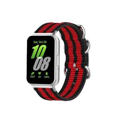 Bdsidy Nylon Armband Kompatibel mit Samsung Galaxy Fit 3 SM-R390, Verstellbarer Geflochtener Ersatzarmbänder Sport Armband für Galaxy Watch Fit 3 SM-R390 Uhrenarmband (Schwarz Rot) von Bdsidy