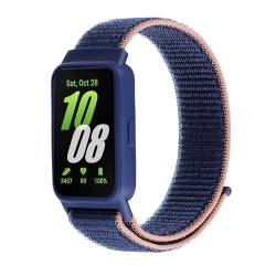 Bdsidy Nylon Armband mit Hülle für Samsung Galaxy Fit 3 SM-R390, Verstellbarer Geflochtener Elastischer Sport Armband für Galaxy Watch Fit3 SM-R390 Uhrenarmband (Dunkelblau) von Bdsidy