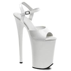 BeAUZQ Damen Plateau Sandalen 9inch Stiletto Sexy High Heels Hochzeit Nachtclub Pole Dance Pumps Fetisch High Heels Schuhe Größe 34-46,Weiß,37 EU von BeAUZQ