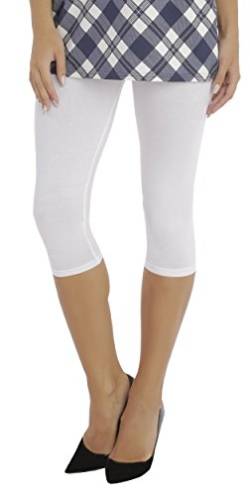 BeLady Damen Leggings 3/4 Capri aus Baumwolle Blickdichte Leggins Viele Farben (Weiß, L) von BeLady