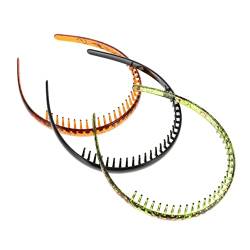 Beatifufu 3St Gezacktes Stirnband Zahnkamm Stirnband Stirnbänder Haarreifen kämmen Haarband hair- hairband haarschmuck Stirnband mit Kunststoffzähnen Zähne rutschfestes Stirnband Plastik von Beatifufu