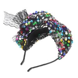 Beaupretty Fischschuppen-Pailletten-Stirnband Hitzehut Rave-Eimerhut Motorhaube Festlicher Kopfschmuck Kopfbedeckung haarreifen damen Haarschmuck für die Braut Hochzeits-Fascinator-Hut Stoff von Beaupretty