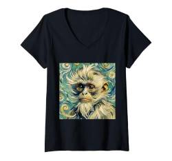 Damen Vincent Van Gogh Shirt Affe Vangogh Affe Spinne Affe Kunst T-Shirt mit V-Ausschnitt von Beautiful Animals Gifts and Shirts