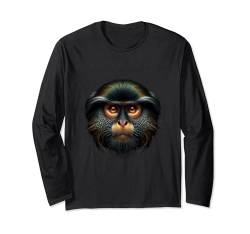 De Brazza's Monkey Shirt Affe Portrait Wildlife Exotic Ape Langarmshirt von Beautiful Animals Gifts and Shirts