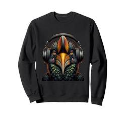 Lustiges Hornbill Shirt Vogelbeobachter Vogelliebhaber Kopfhörer Kunst Sweatshirt von Beautiful Animals Gifts and Shirts