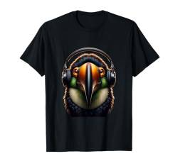 Lustiges Tukan-Shirt Vogelbeobachter Vogelliebhaber Kopfhörer Kunst T-Shirt von Beautiful Animals Gifts and Shirts