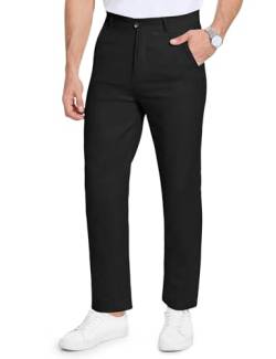 Becellen Gerade Pants Herren, Leichte Flatfront-Chinohose für Business & Freizeit Bequeme Regular Fit Hosen Herren, Schwarz von Becellen