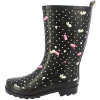 Beck Damen Gummistiefel Blumen- regen Gummistiefel (wasserdichte Stiefel, für trockene Füße bei Regenwetter) herausnehmbare innensohle, robuster weicher Naturkautschuk von Beck