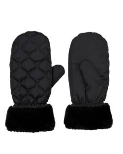 Becksöndergaard Handschuhe Damen Makara Puff Mittens in Black (Schwarz) - Gesteppte Fäustlinge/Winterhandschuhe gefüttert für Frauen mit Steppnähten - Größe M/L von Becksöndergaard