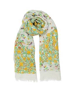 Becksöndergaard Schal Damen Zinnia Coca Scarf in Weiß (White) - Schal für Frauen aus 80% Baumwolle/20% Kaschmir mit Blumen - L:140 x B:140 cm von Becksöndergaard