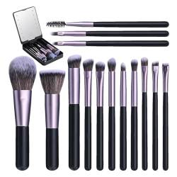 Befeixue Reise-Make-up-Pinsel-Set, Make-up-Pinsel-Set | 14-teilige kleine tragbare Make-up-Pinsel-Sets für Frauen,Make-up-Pinsel-Set mit LED-Spiegel und Etui für Ausflüge und Reisen von Befeixue