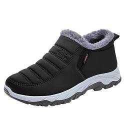 Beichwtd Schneestiefel Herren Flach rutschfeste Klassische Wasserdicht Kurzschaft Stiefel Bequem Wanderschuhe Gefüttert Warm Winterschuhe Winter Outdoor Winterstiefel Leder Low Stiefeletten von Beichwtd