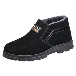 Beichwtd Winterschuhe Herren Gefüttert und Wasserdicht Warm Klassische Wanderschuhe Flach rutschfeste Stiefeletten Bequem Kurzschaft Stiefel Leder Low Winterstiefel Winter Outdoor Schneestiefel von Beichwtd