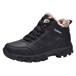 Beichwtd Winterschuhe Herren Gefüttert und Wasserdicht Warm Schneestiefel Flach rutschfeste Wanderschuhe Klassische Leder Low Kurzschaft Stiefel Bequem Winterstiefel Winter Outdoor Stiefeletten von Beichwtd