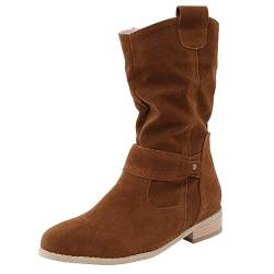 Boots Damen mit Reißverschluss Elegant Kurze Stiefeletten Wasserdicht Warm Rutschfeste Outdoor-Schuhe Weich Bequem Winterstiefel Niedrige Absätze Flach Stiefel Gefüttert Lässiger Schneestiefel von Beichwtd