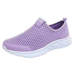 Damen Sportschuhe Slip-On Ohne Schnürung Weich Bequeme Freizeit Atmungsaktiv Tennisschuhe Dämpfung Entlastung Laufschuhe Outdoor Turnschuhe Handsfree Walkingschuhe Leichte Mesh Sneakers Schuhe von Beichwtd