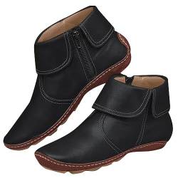 Damen Stiefeletten mit Reißverschluss Kurze Rutschfeste Outdoor-Schuhe Elegant Winterstiefel Lässiger Boots Weich Bequem Niedrige Absätze Flach Schneestiefel Wasserdicht Warm Gefüttert Stiefel von Beichwtd