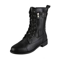 Stiefel Damen mit Reißverschluss Wasserdicht Warm Rutschfeste Outdoor-Schuhe Kurze Schneestiefel Niedrige Absätze Flach Stiefeletten Weich Bequem Winterstiefel Gefüttert Boots Elegant Lässiger von Beichwtd