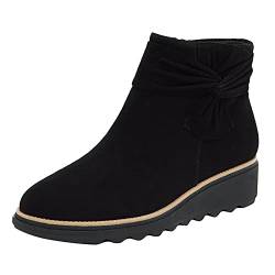 Stiefel Damen mit Reißverschluss Weich Bequem Schneestiefel Niedrige Absätze Flach Stiefeletten Kurze Lässiger Rutschfeste Outdoor-Schuhe Wasserdicht Warm Winterstiefel Gefüttert Elegant Boots von Beichwtd