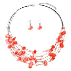 Beimus Halskette, buntes Muschel-Kristall-Halsketten-Set, Temperament-Halsband, Halskette, modische Schlüsselbeinkette, mehrlagiger Choker-Schmuck, Kunststoff/Harz von Beimus