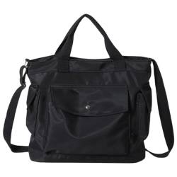 Beimus Umhängetasche für Damen, einfache Umhängetasche für Damen, Studenten, Büchertasche, trendiger Griff, große Kapazität, Crossbody-Tasche, Canvas-Tasche, Schwarz von Beimus