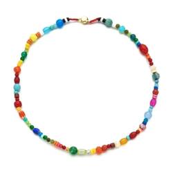 Belachick Retro Halskette Ketten Schmuck Herren Frauen Anhänger Necklace Einfache Frische Mix Perlen Strang Halskette Frauen String Perlen Kurze Halskette Halskette Sommer Strand Boho Sl413 von Belachick