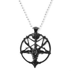 Belachick Retro Halskette Ketten Schmuck Herren Frauen Anhänger Necklace Vintage Schädel Anhänger Halskette Männer Pentagramm Ziegenkopf Anhänger Kette Unisex Gothic Halskette Schwarz von Belachick