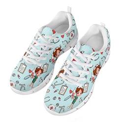 Belidome Cute Cartoon Krankenschwester Design Frauen Turnschuhe Mädchen Trainer Casual Sports Walk Schuhe 39EU von Belidome