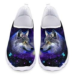 Belidome Galaxy Wolf Unisex Sneakers Slip on Sneakers für den Spaziergang Atmungsaktive Sommertrainer von Belidome