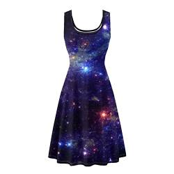 Belidome Tank Top Kleid Damen Sommerkleid Übergröße XS-4XL Sommer Strandkleidung Ärmellose Taschen, Galaxy, Small von Belidome