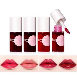 Lip Stain Tint Set Mini Flüssiger Lippenstift Feuchtigkeitsspendender Lippenfleck Lip Eye and Cheek Rouge Lipgloss mit dreifacher Verwendung wasserfester schweißfester Lippenstift(4 STÜCK) von Beliky Girl