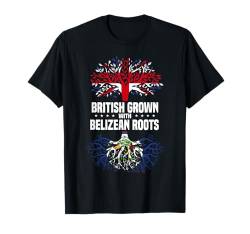 Britische Flagge mit belizischen Wurzeln, Großbritannien, Belize-Flagge T-Shirt von Belize Flag Designs Proud Belizean Heritage