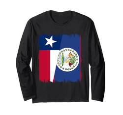 Texas Belize Flagge Texanische belizische Flaggen Souvenir Langarmshirt von Belize Flag Designs Proud Belizean Heritage