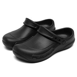 Bella Bays Gartenclogs Herren Unisex-Erwachsene Clogs rutschfest Sommer Hausschuhe Pantoletten Gartenschuhe Badeschuhe Strand Aqua Slippers Schwarz 47/48 von Bella Bays