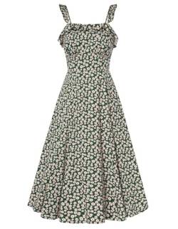 Belle Poque Damen Elegant Sommer Floral Strand Maxi Kleider Front Schlitz Ärmellos Smocked A Line Strappy Kleid XL von Belle Poque