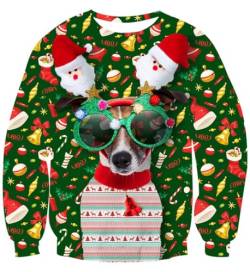 Belovecol Herren Damen Cool Dog Digital Print Sweatshirts Pullover Langarm Hässliche Weihnachten Pullover XL von Belovecol