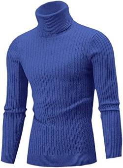 Belovecol Rollkragenpullover Herren Pullover Rollkragen Slim Fit Feinstrick Sweater Edelstein Blau M von Belovecol