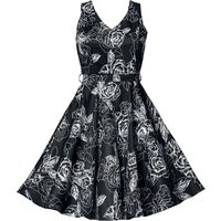 Belsira - Rockabilly Kleid knielang - Swing-Blumenkleid - S bis 4XL - für Damen - Größe XXL - schwarz/weiß von Belsira